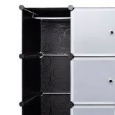 Modular Cabinet with 18 Compartments Black and White 14.6x57.5x71.1